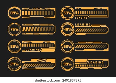 High Tech Loading Bar and Interface Design HUD Elements Collection