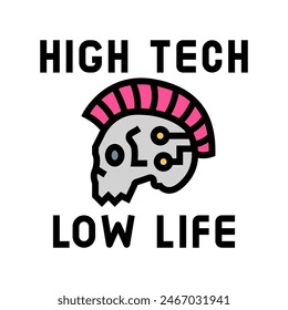 High Tech Low Life Cyberpunk-Farbsymbol-Vektorgrafik. High Tech Low Life Cyberpunk-Zeichen. Isolierte Symboldarstellung