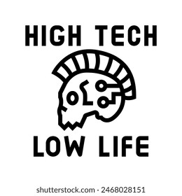 alta tecnología baja vida cyberpunk línea icono Vector. alta tecnología baja vida cyberpunk signo. contorno aislado negro ilustración