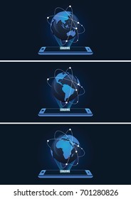 High Tech Mobile and Globe with Connection Lines Vector Illustration