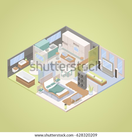 High Tech Modern Apartment Interior Design Stock Vector