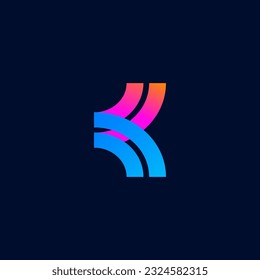 logotipo K de letras modernas y de alta tecnología, ilustración vectorial