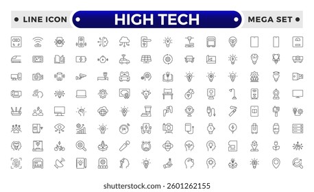 High tech outline icons set. Innovation Related Vector Line Icons. 
