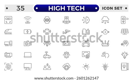 High tech outline icons set. Innovation Related Vector Line Icons. 
