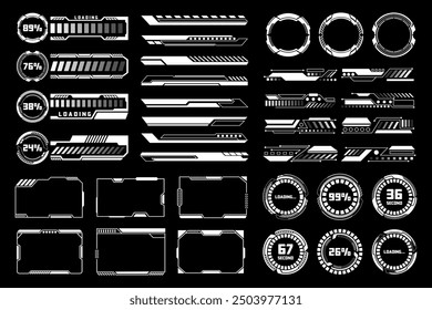 Hightech-Prototyp- und Laststangenschnittstellenelemente. Hud Futuristisches Design Benutzerdefinierte Vorlagen Einfaches Layout