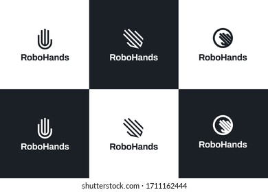 High Tech Robot Hand Vector Logo Variations