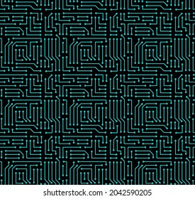 High tech seamless vector texture. Circuit board pattern in modern technology colors