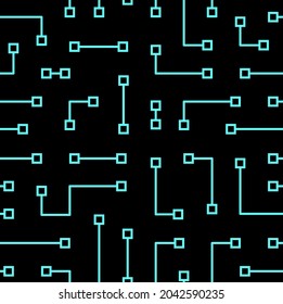High tech seamless vector texture. Circuit board pattern in modern technology colors
