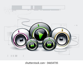 High tech sound system on modern background