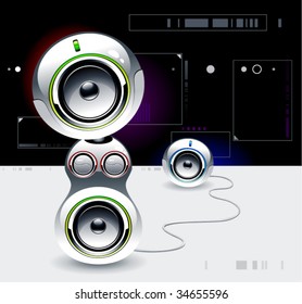 High tech sound system on futuristic background