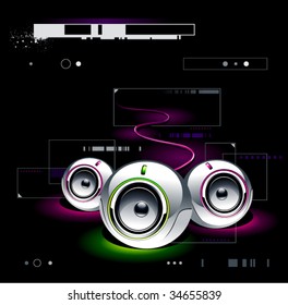 High tech speakers on modern background