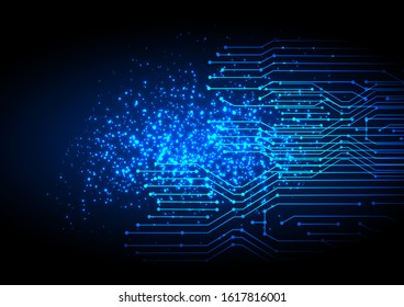 High tech technology Circuit board and connection system . Blue Abstract Scifi PCB Trace Data Transfer Design Illustration . vector illustration