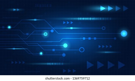 High tech technology geometric and blue background with digital data abstract