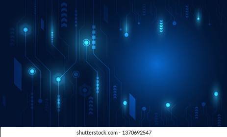 High tech technology geometric and blue background with digital data abstract