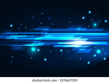 High tech technology geometric and blue background with digital data abstract