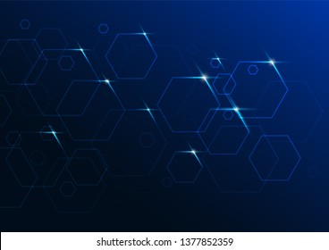 High-Tech-Technologie, geometrischer und blauer Hintergrund mit abstrakter digitaler Daten