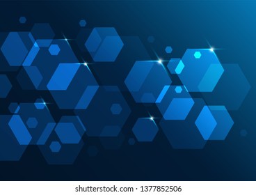High tech technology geometric and blue background with digital data abstract