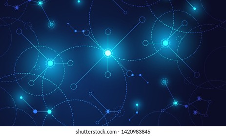 High tech technology geometric and connection system background with digital data abstract