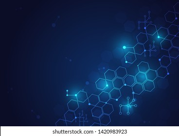 High tech technology geometric and connection system background with digital data abstract