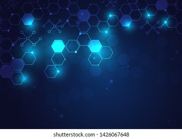 High tech technology geometric and connection system background with digital data abstract