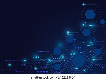 High tech technology geometric and connection system background with digital data abstract