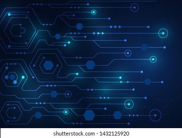 High tech technology geometric and connection system background with digital data abstract