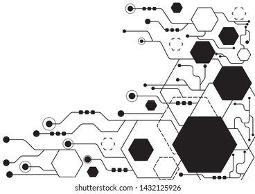 High tech technology geometric and connection system background with digital data abstract