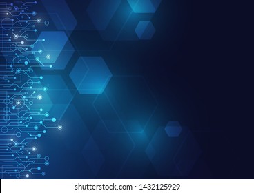 High tech technology geometric and connection system background with digital data abstract