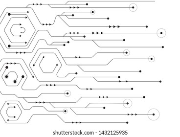 High tech technology geometric and connection system background with digital data abstract