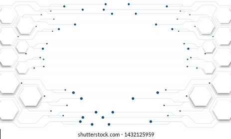 High tech technology geometric and connection system background with digital data abstract