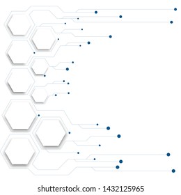 High tech technology geometric and connection system background with digital data abstract