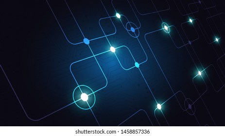 High tech technology geometric and connection system background with digital data abstract