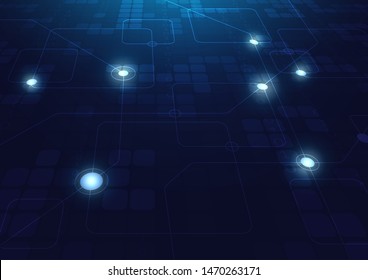 High tech technology geometric and connection system background with digital data abstract