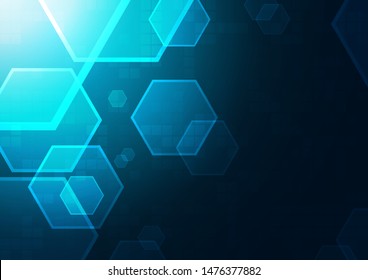High tech technology geometric and connection system background with digital data abstract