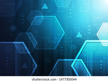High tech technology geometric and connection system background with digital data abstract