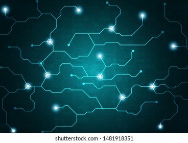 High tech technology geometric and connection system background with digital data abstract
