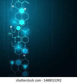 High tech technology geometric and connection system background with digital data abstract