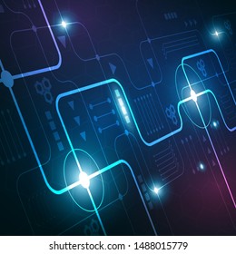 High tech technology geometric and connection system background with digital data abstract
