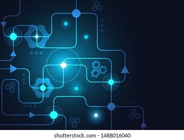 High tech technology geometric and connection system background with digital data abstract