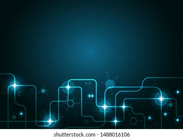 High tech technology geometric and connection system background with digital data abstract