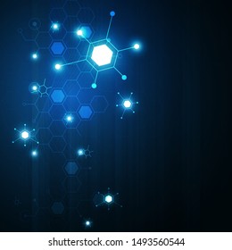High tech technology geometric and connection system background with digital data abstract