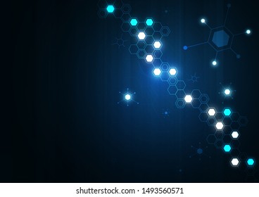 High tech technology geometric and connection system background with digital data abstract