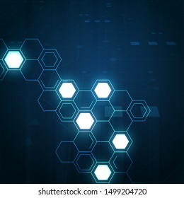 High tech technology geometric and connection system background with digital data abstract