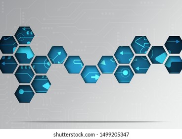 High tech technology geometric and connection system background with digital data abstract