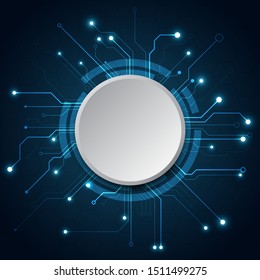 High tech technology geometric and connection system background with digital data abstract