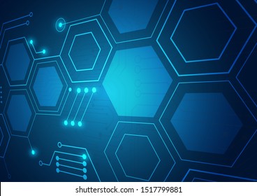High tech technology geometric and connection system background with digital data abstract