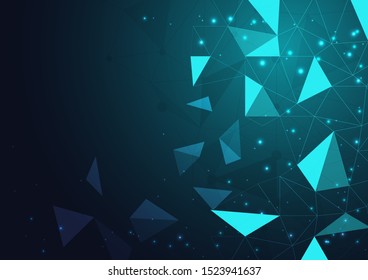High tech technology geometric and connection system background with digital data abstract