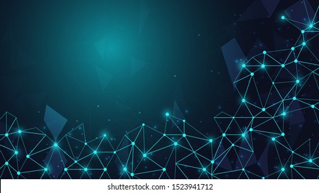 Fondo geométrico y del sistema de conexión de alta tecnología con abstracto de datos digitales