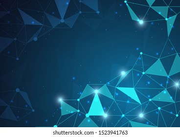 High tech technology geometric and connection system background with digital data abstract