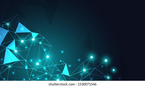 High tech technology geometric and connection system background with digital data abstract